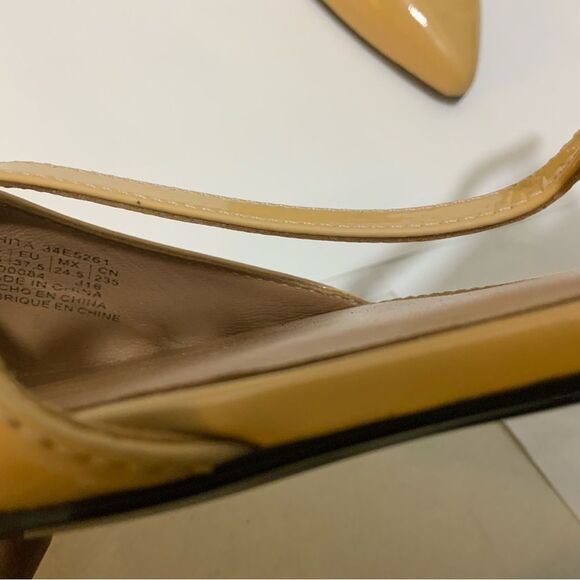 NWOB Calvin Klein Womens Tan Patent Leather T-Strap Ballet Flats 7.5M - Picture 9 of 9
